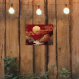 Volle maan - Landschap - Waterval tuinposter los doek klein -sfeer1