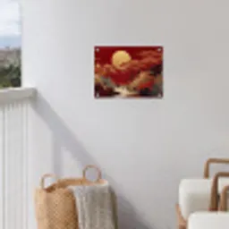 Volle maan - Landschap - Waterval tuinposter los doek klein -sfeer8