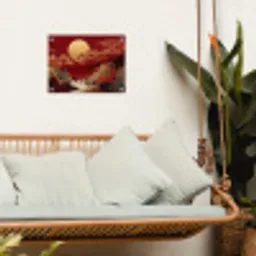 Volle maan - Landschap - Waterval tuinposter los doek klein -sfeer7