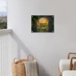 Poort - Planten - Zonsondergang tuinposter los doek klein -sfeer8