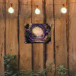 Poort - Paars - Bloemen tuinposter los doek klein -sfeer1