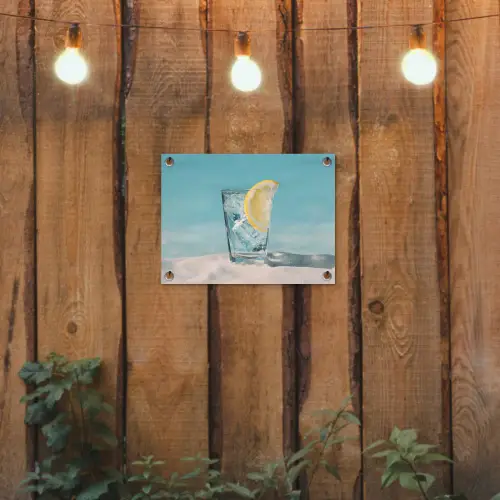 Glas - ijsblokjes - Citroen tuinposter los doek klein -sfeer1