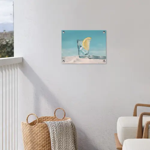 Glas - ijsblokjes - Citroen tuinposter los doek klein -sfeer8