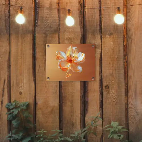 Glazen - Bloem - Oranje tuinposter los doek klein -sfeer1