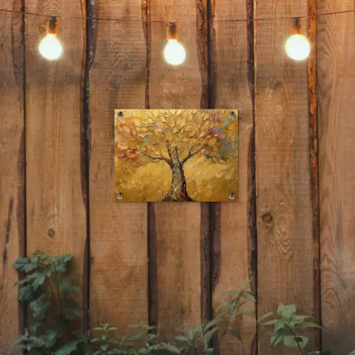 Goud - Boom - Abstract - Modern tuinposter los doek klein -sfeer1
