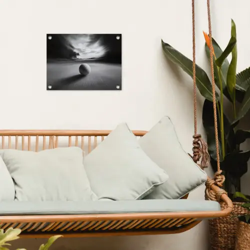 Golfbal - Wazig - Zwart tuinposter los doek klein -sfeer7