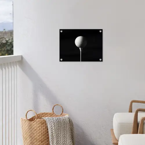 Golfbal - Minimalistisch - Wit tuinposter los doek klein -sfeer8
