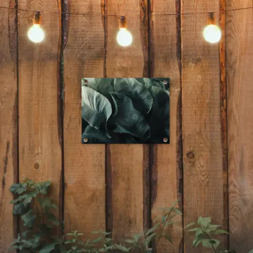 Groen - Bladeren - Glad - Nerven tuinposter los doek klein -sfeer1