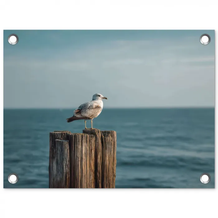 Meeuw - Paal - Zee tuinposter los doek klein -3d