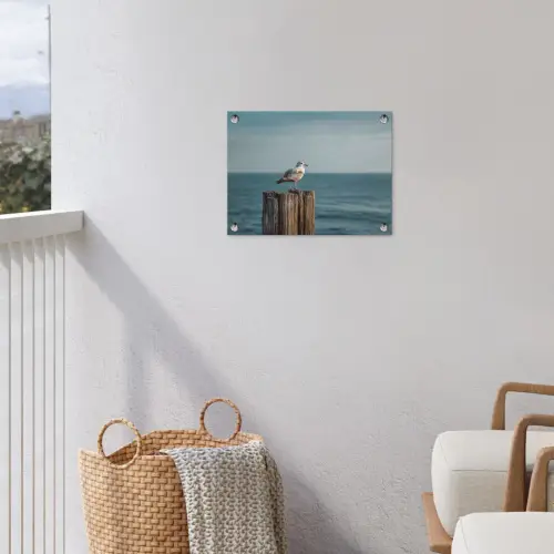 Meeuw - Paal - Zee tuinposter los doek klein -sfeer8
