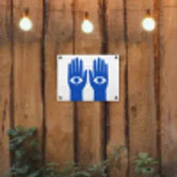 Handen - Twee - Ogen - Blauw tuinposter los doek klein -sfeer1