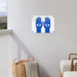 Handen - Twee - Ogen - Blauw tuinposter los doek klein -sfeer8