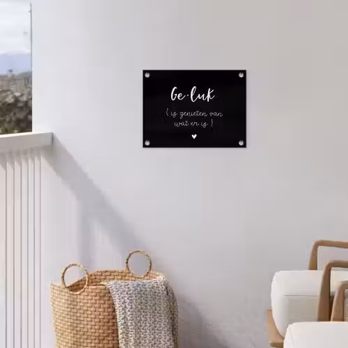 Geluk definitie - Quotes - Geluk is genieten van wat er is - Woordenboek - Tekst tuinposter los doek klein -sfeer8