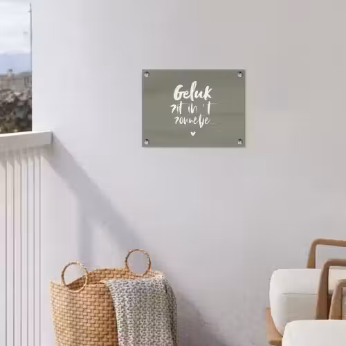 Geluk zit in 't zonnetje - Tekst - Geluk - Quotes - Zon tuinposter los doek klein -sfeer8