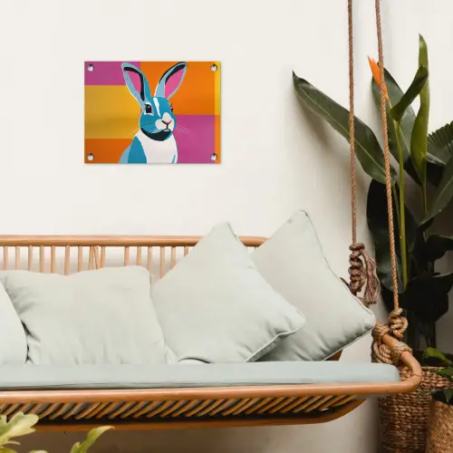 Haas - Kleurvakken - Oren - Roze tuinposter los doek klein -sfeer7