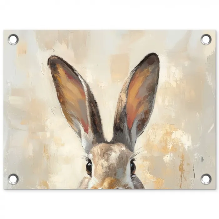 Haas - Oren - Bruin tuinposter los doek klein -3d