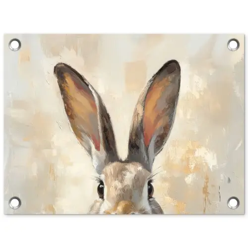Haas - Oren - Bruin tuinposter los doek klein -3d