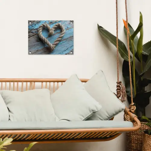Hart - Touw - Hout - Rustiek tuinposter los doek klein -sfeer7