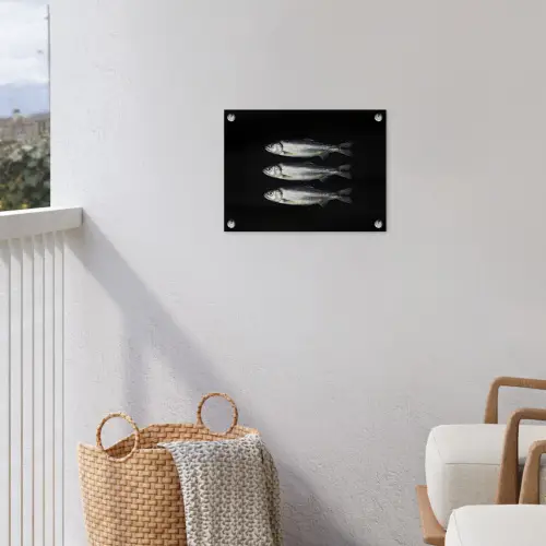 Haring - Vissen - Zwart tuinposter los doek klein -sfeer8