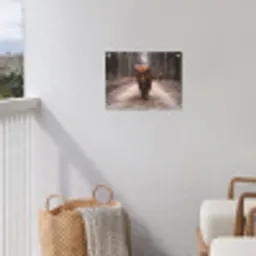 Hooglander in het Bos tuinposter los doek klein -sfeer8