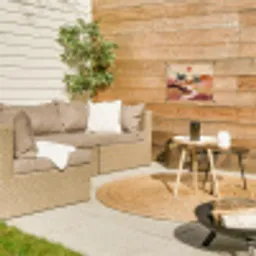 Heuvels - Palmbomen - Abstract tuinposter los doek klein -sfeer4