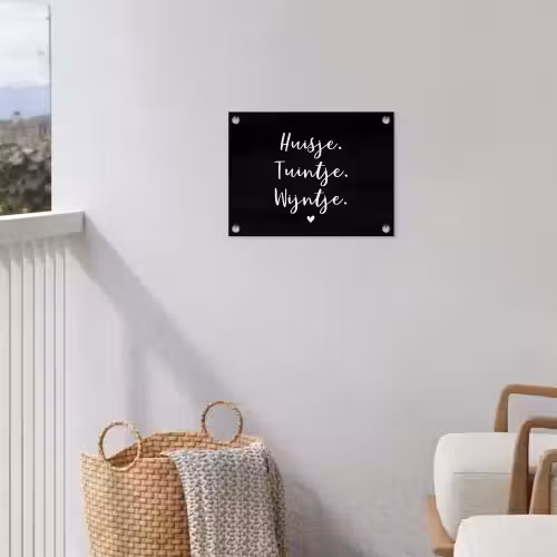 Huisje, tuintje, wijntje - Quotes - Tekst - Wijn - Thuis tuinposter los doek klein -sfeer8