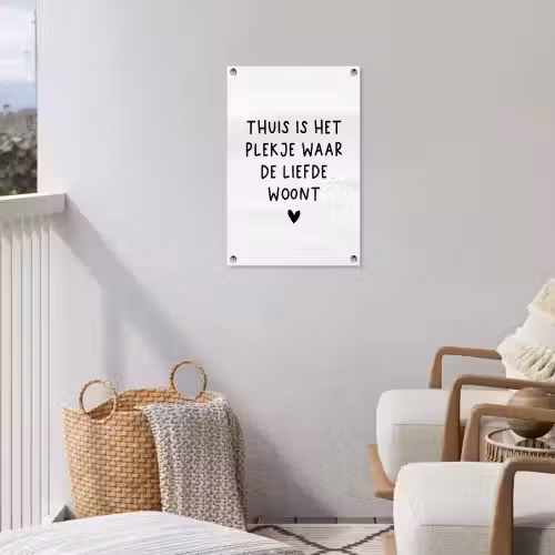 Thuis is het plekje waar de liefde woont - Spreuken - Quotes tuinposter los doek klein -sfeer8
