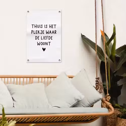 Thuis is het plekje waar de liefde woont - Spreuken - Quotes tuinposter los doek klein -sfeer7