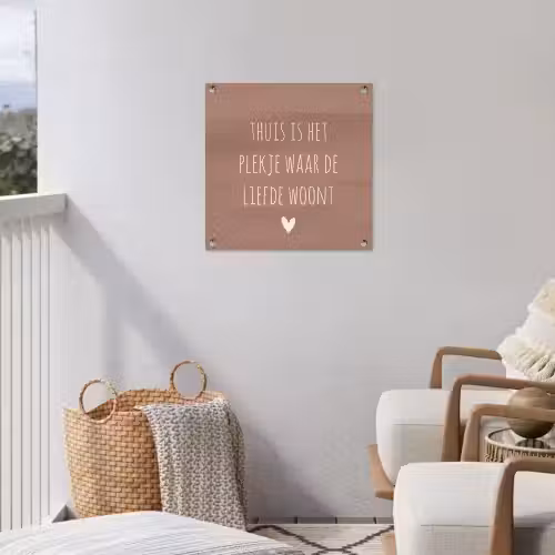 Thuis is het plekje waar de liefde woont - Quotes - Spreuken tuinposter los doek klein -sfeer8