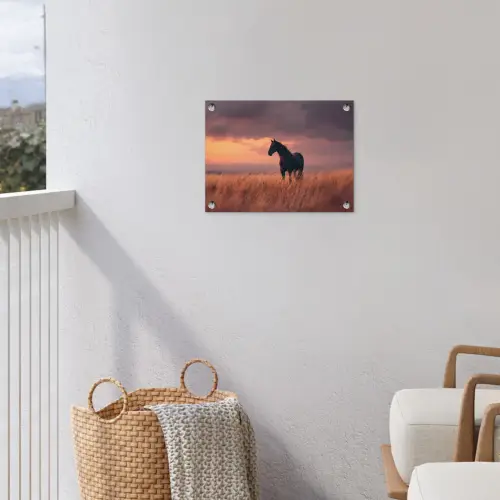 Paard - Wolken - Open veld tuinposter los doek klein -sfeer8