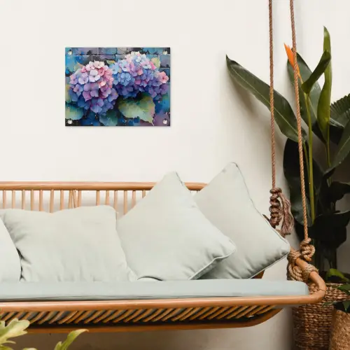 Hortensia's in Pastelkleuren tuinposter los doek klein -sfeer7