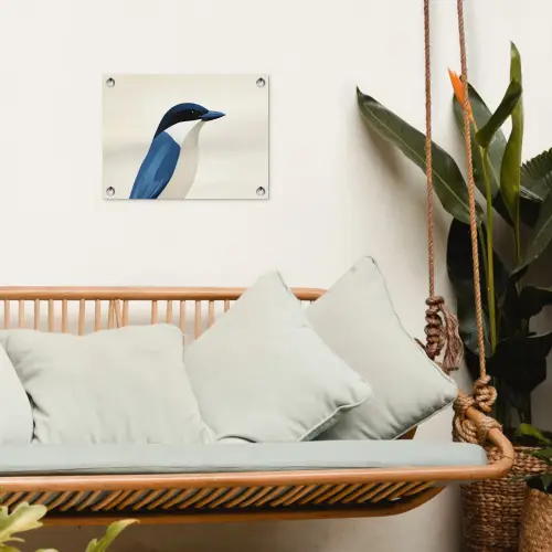 Illustratie - Blauw - Vogel tuinposter los doek klein -sfeer7
