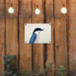 Illustratie - Blauw - Vogel tuinposter los doek klein -sfeer1
