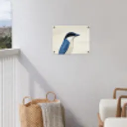 Illustratie - Blauw - Vogel tuinposter los doek klein -sfeer8