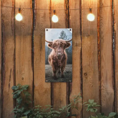 Imposante Hooglander in de Natuur tuinposter los doek klein -sfeer1
