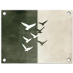 Japandi - Vogel - Groen tuinposter los doek klein -3d