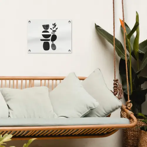 Japandi - Zwart - Abstract tuinposter los doek klein -sfeer7
