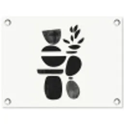 Japandi - Zwart - Abstract tuinposter los doek klein -3d