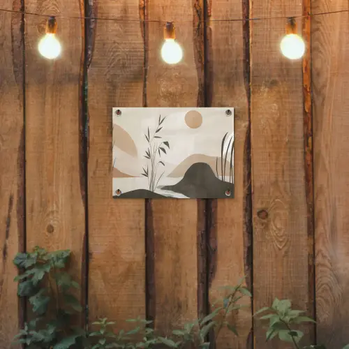 Japandi - Landschap - Beige tuinposter los doek klein -sfeer1