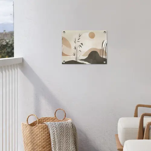 Japandi - Landschap - Beige tuinposter los doek klein -sfeer8