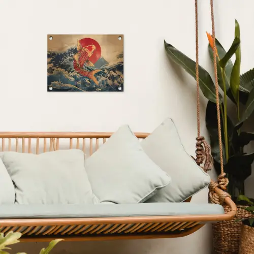 Koi - Zee - Golven - Zon tuinposter los doek klein -sfeer7