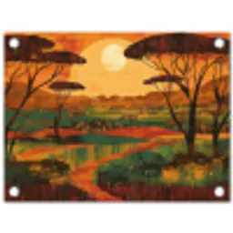 Landschap - Afrikaans - Zon tuinposter los doek klein -3d