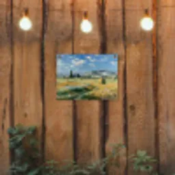 Landschap - Strobalen - Bergen - Wolken tuinposter los doek klein -sfeer1