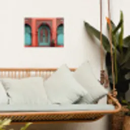 Lantaarn - Deur - Turquoise tuinposter los doek klein -sfeer7