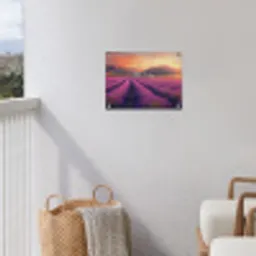 Lavendelveld - Quote - Zonsondergang tuinposter los doek klein -sfeer8