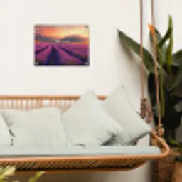 Lavendelveld - Quote - Zonsondergang tuinposter los doek klein -sfeer7