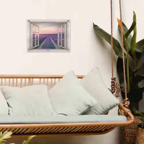 Lavendelvelden bij Zonsopgang tuinposter los doek klein -sfeer7