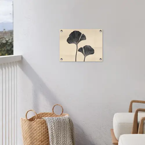Bladeren - Minimalistisch - Zwart tuinposter los doek klein -sfeer8