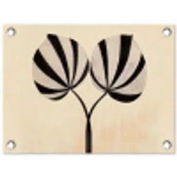 Bladeren - Gestreept - Stengel - Beige tuinposter los doek klein -3d