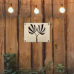 Bladeren - Gestreept - Stengel - Beige tuinposter los doek klein -sfeer1